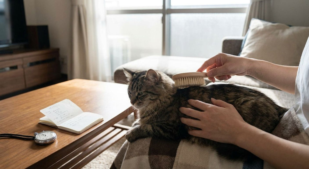 How long does it take to desensitise a cat to grooming?