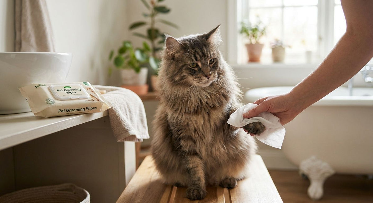 Can grooming wipes replace bathing a cat?