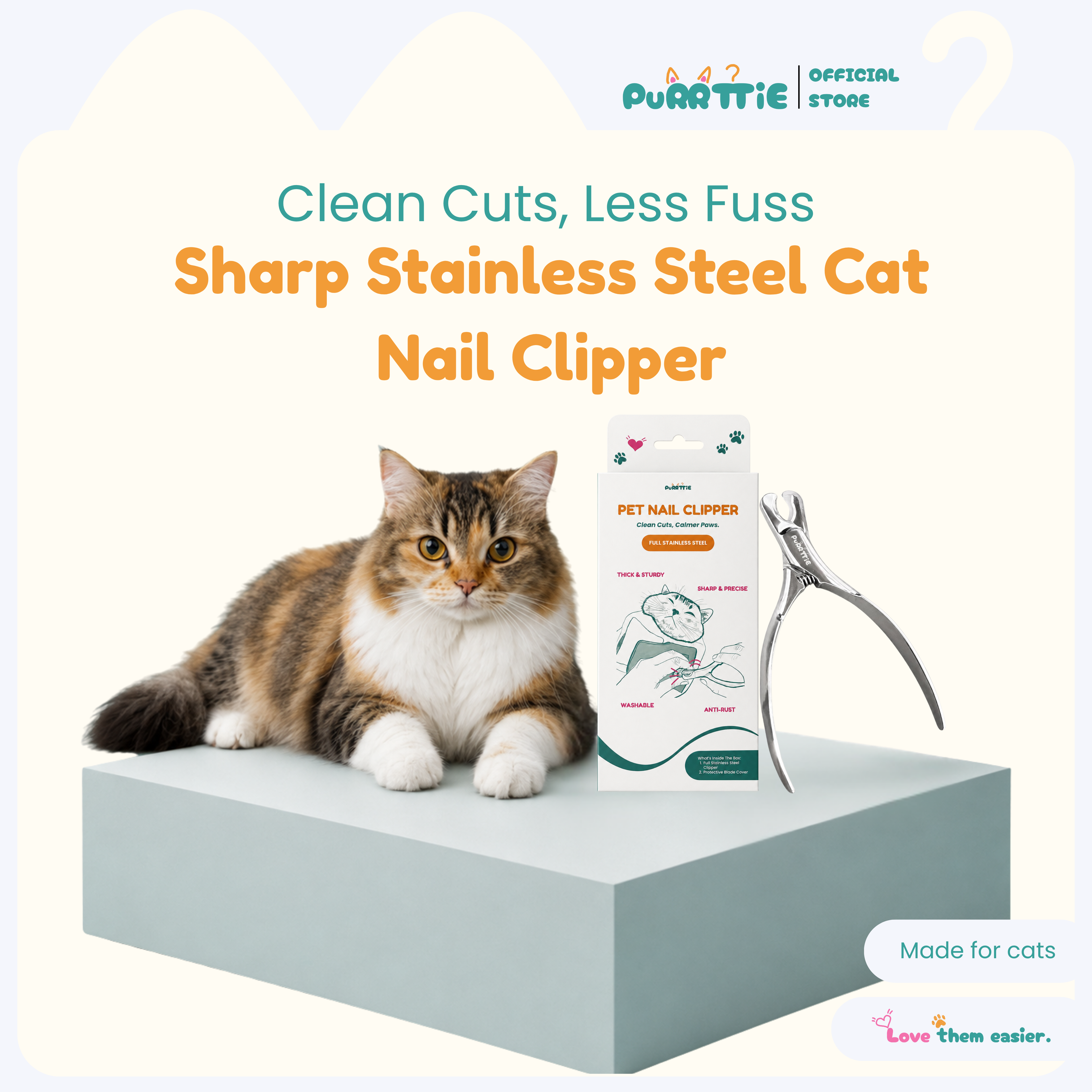 Full Stainless Steel Cat Nail Clipper
