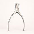 Purrttie Full Steel Cat Nail Clipper — single-piece stainless steel cat nail clipper with 18mm half-moon blade and curved wishbone handles, shown upright on a soft off-white background.